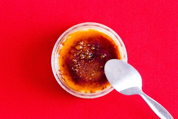 Overhead view of delicious browned creme brulee — Stock Photo, Image