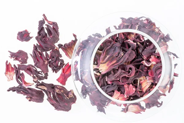 Felülnézete szárított hibiszkusz tea levelek — Stock Fotó