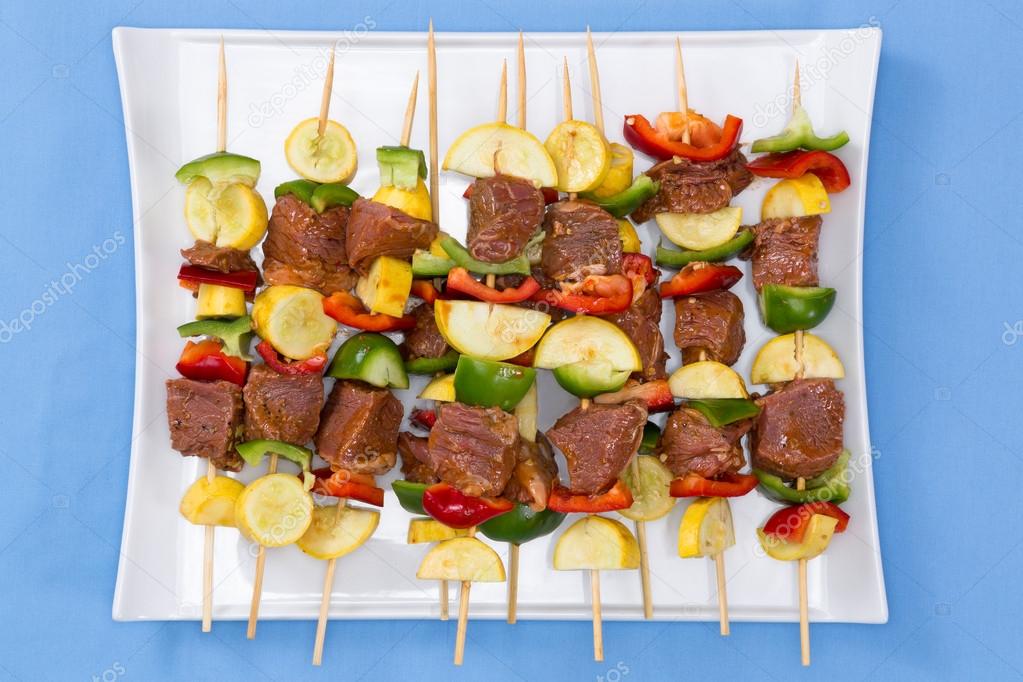 Tasty meat and vegetable kebabs for the BBQ