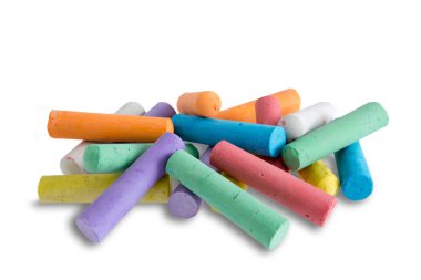 Collection of bright colorful chalk crayons clipart