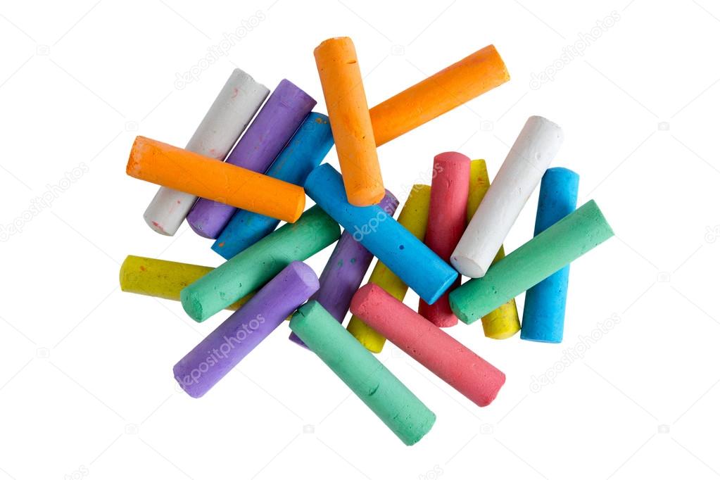 Heap of multicolored chalks for children