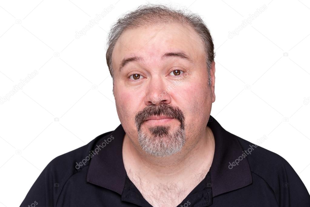 Skeptical middle-aged man raising his eyebrows