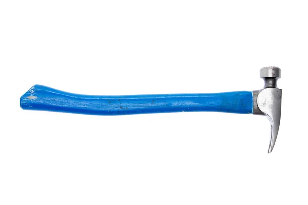 Металлический молоток с голубой ручкой — стоковое фото
