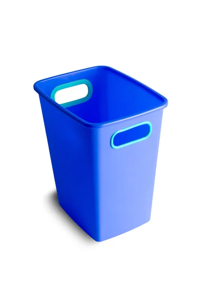 Blauwe plastic emmer met groene grepen — Stockfoto