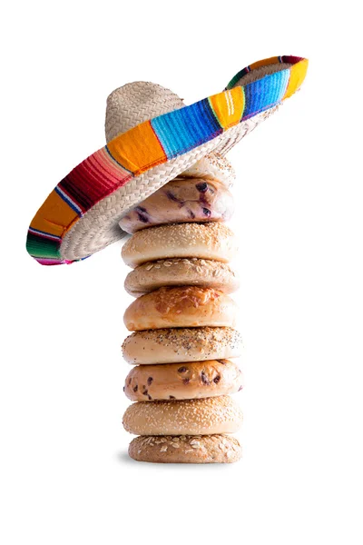 Piled Bagels with Mexican Hat on the Top — Stock Photo, Image