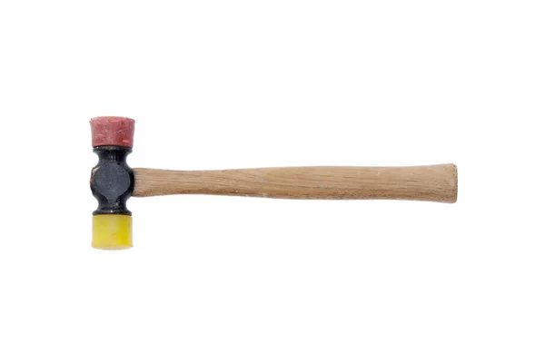 Red and Yellow Mallet Hammer Isolated on White — Stock Photo, Image