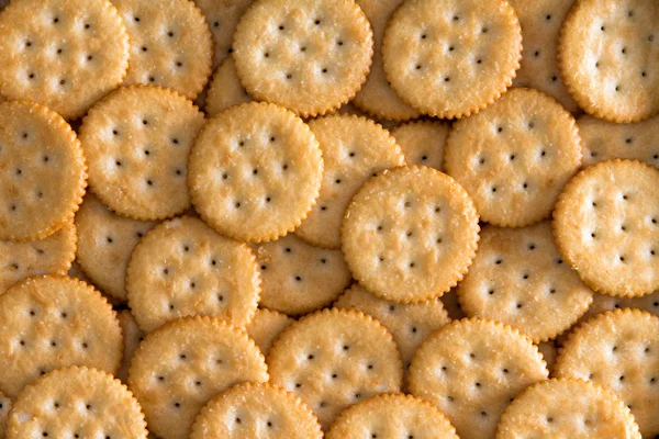 Salted Baked Round Crackers for Backgrounds — Stock Photo, Image