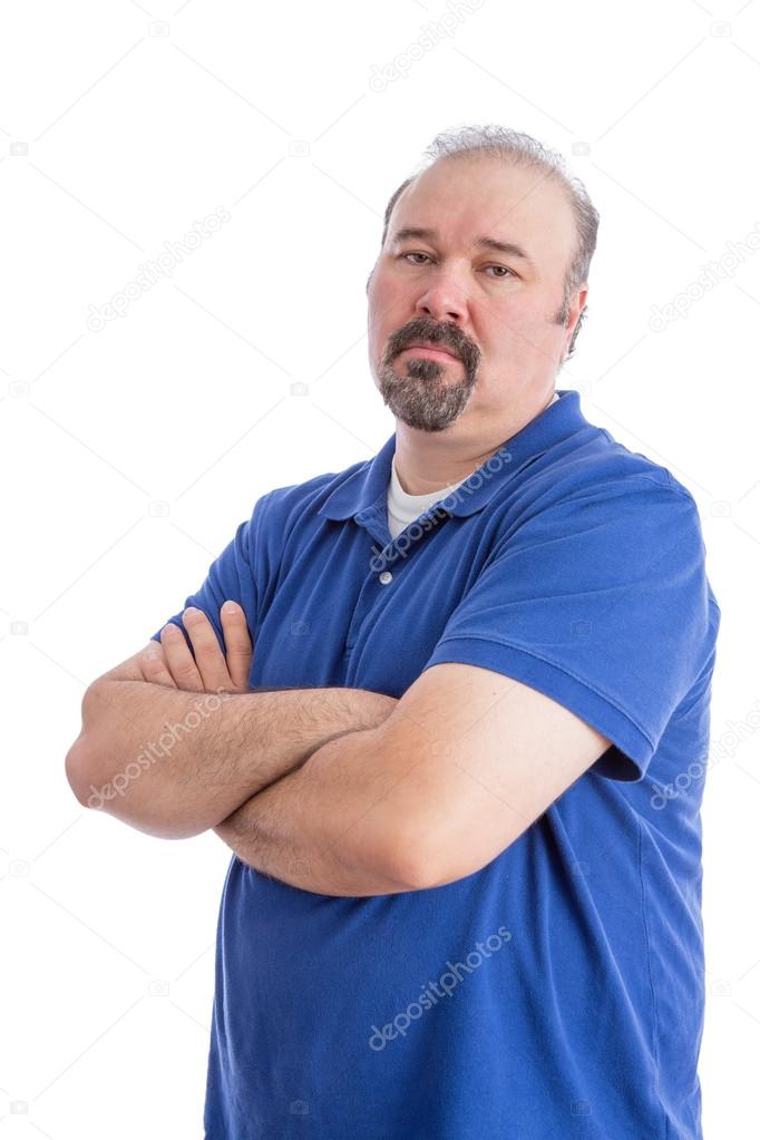 Serious Man Crossing his Arms in Aggressive Look