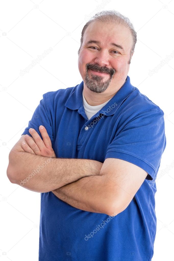 Smiling Bearded Adult Guy with Arms Crossed