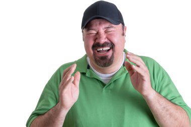 Portrait of Ecstatic Man Wearing Green Shirt clipart
