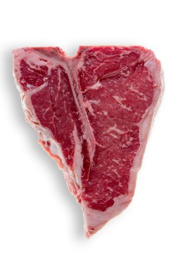 Beyaz arka plan üzerinde izole pişmemiş T-Bone biftek
