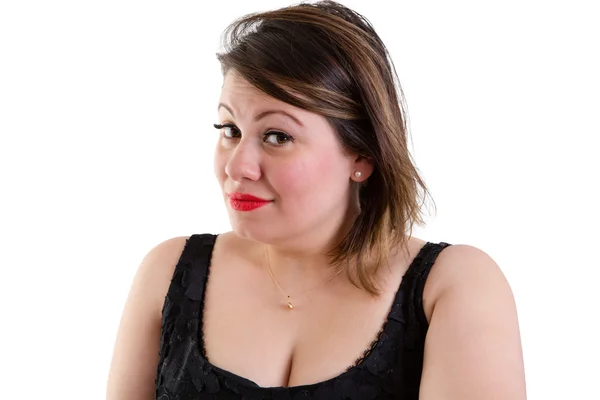 Sceptyczny, kobieta z podniesionymi brwiami — Zdjęcie stockowe