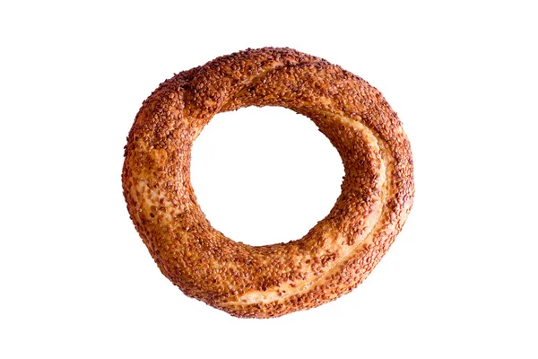 Türk simit beyaz izole — Stok fotoğraf