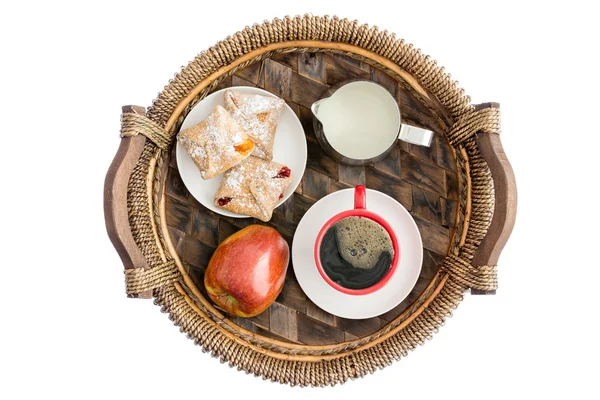 Frisches Obst und Gebäck zum Frühstück — Stockfoto