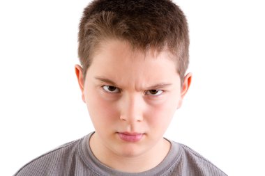 Stern Looking Boy with Furrowed Brow clipart