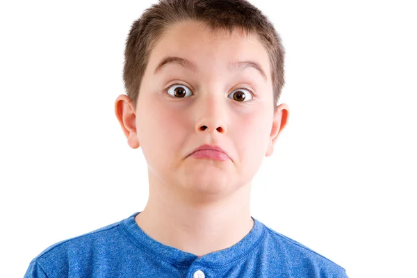 Young Boy in Studio with Surprised Expression — Stock Photo, Image