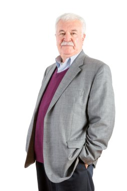 Orta yaşlı beyaz arka plan iş adamı