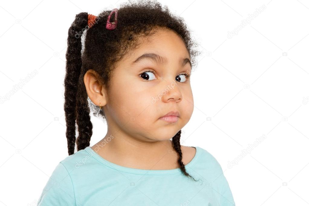 Surprised Young Girl Against White Background