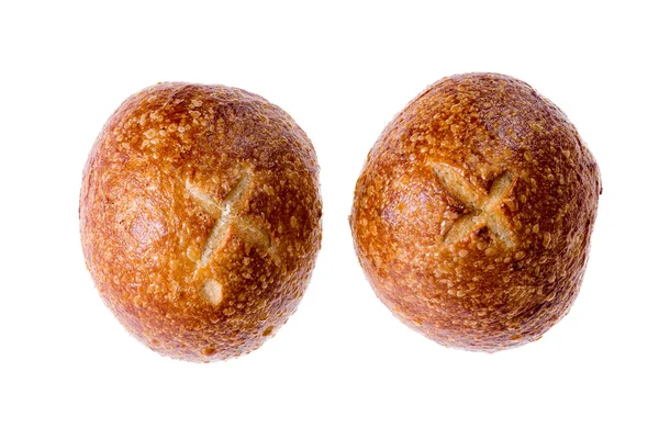 Two crusty fresh sourdough rolls — Stock Photo, Image