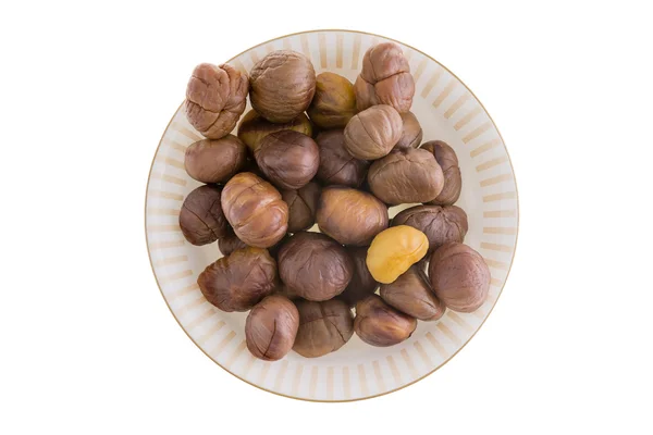 Fresh roasted peeled chestnuts — Stock Photo, Image