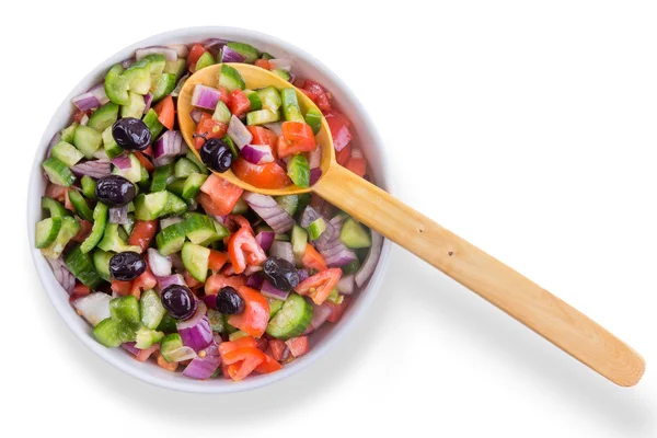 Fresh Turkish shepherd salad with olives — Stock Photo, Image