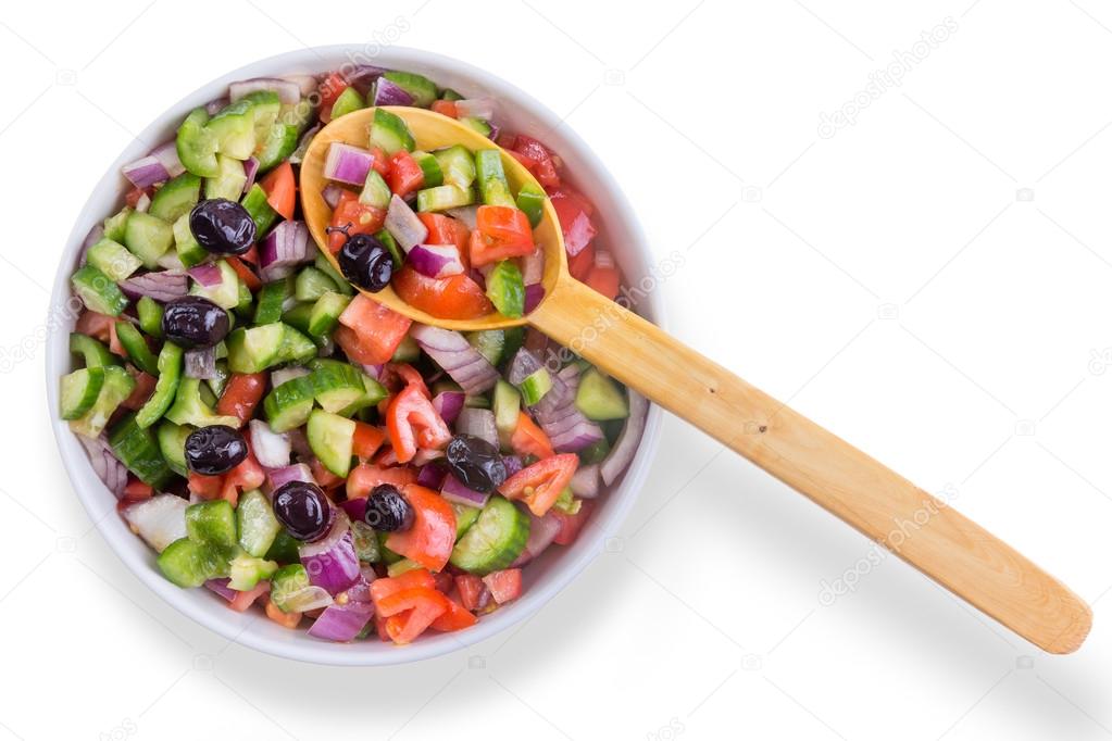 Fresh Turkish shepherd salad with olives