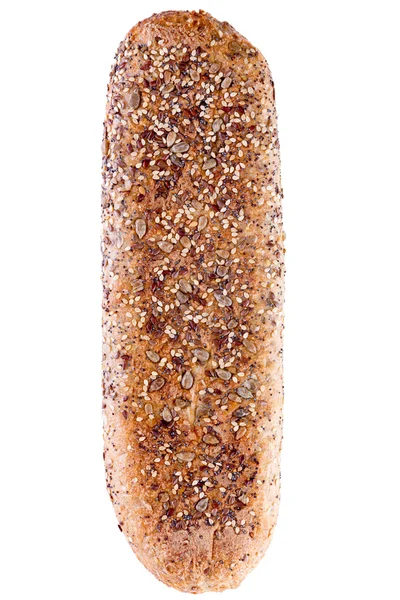 Underneath view of a loaf of wholegrain bread — Stock Photo, Image
