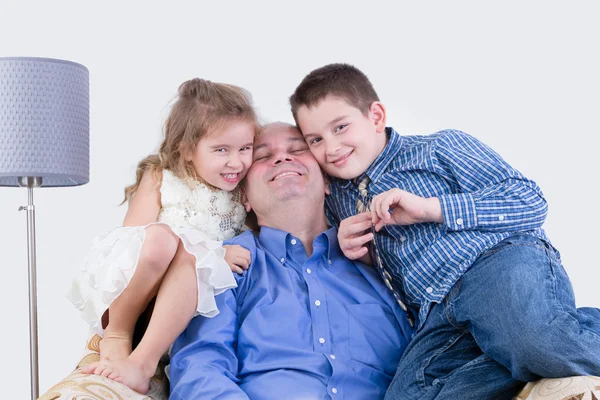 Happy father with two cute kids — Stock Photo, Image