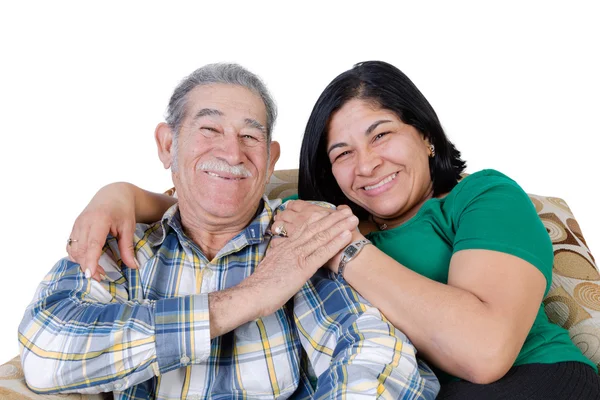 Happy Mexican senior with smiling daughter — Stock Photo, Image