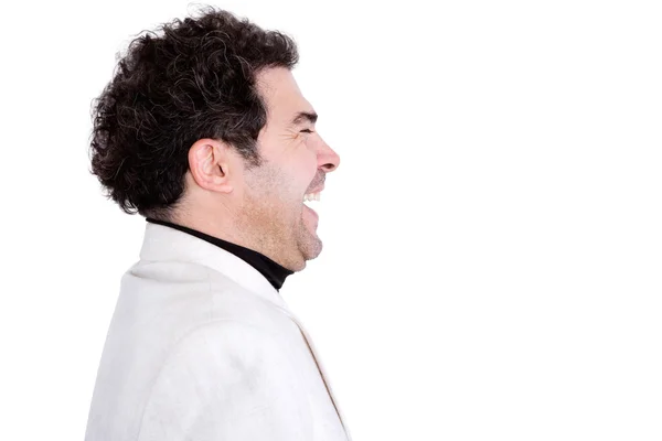 Visão lateral do homem rindo atraente — Fotografia de Stock