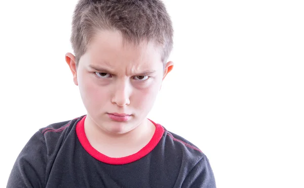 Tween Boy Frowning Disapprovingly at Camera — Stock Photo, Image