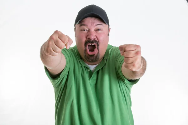 Excited Sports Fan Pumping Fists in Celebration — Stock Photo, Image