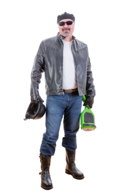 Hoverboard orta yaşlı adamla mutlu