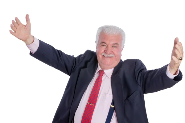 Senior happy man with wide open arms — Stock Photo, Image