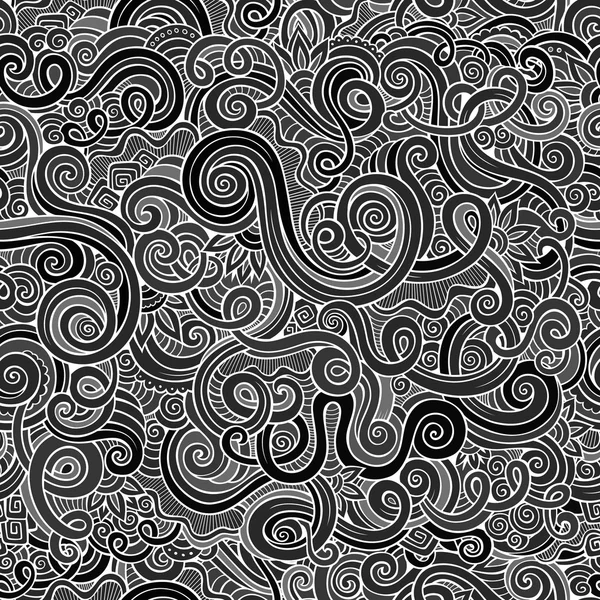 Decorativo dibujado a mano doodle naturaleza patrón rizo ornamental — Vector de stock