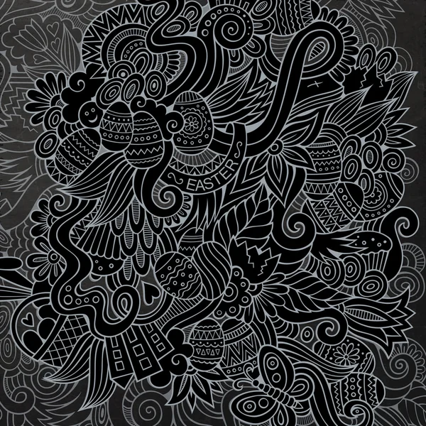 Doodles chalkboard κινουμένων σχεδίων σχετικά με το θέμα του Πάσχα — Διανυσματικό Αρχείο