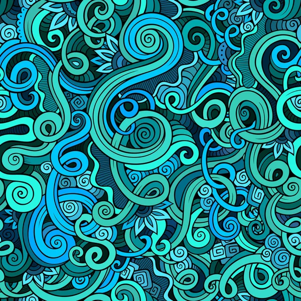 Décoratif doodle nature boucles ornementales motif sans couture — Image vectorielle