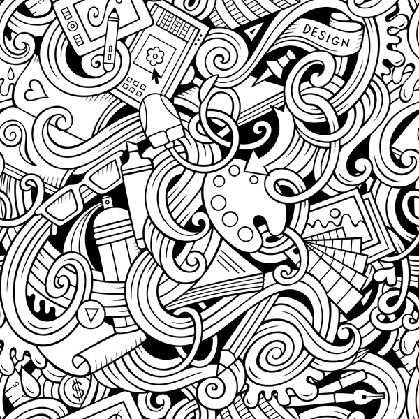 Cartoon hand-drawn doodles on the subject of Design seamless pattern — Stock Vector