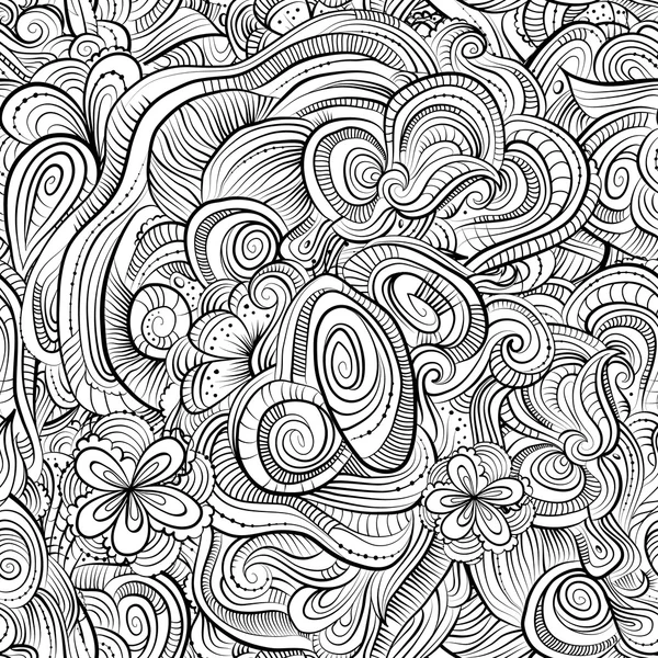 Vintage linha arte abstrato natureza ornamental sem costura padrão — Vetor de Stock