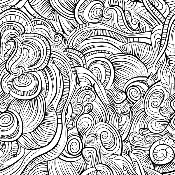 Vintage line art abstract nature ornamental seamless pattern — Stock Vector
