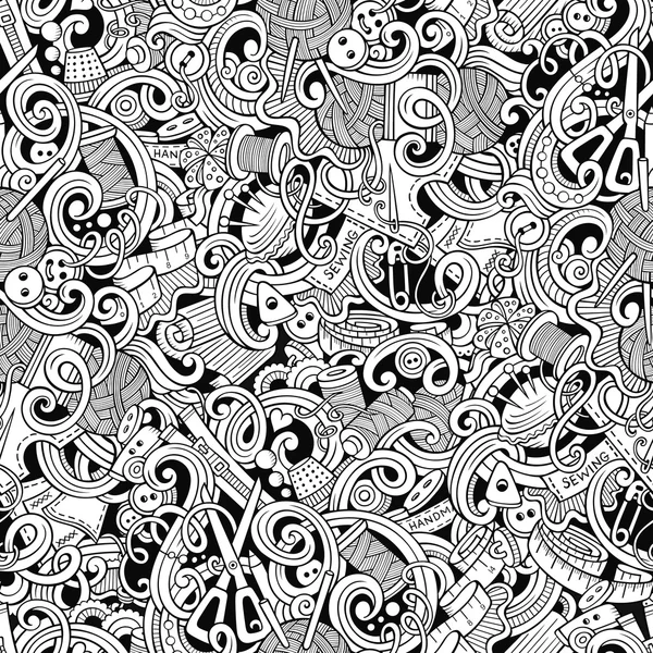 Dessin animé à la main et couture gribouilles motif sans couture — Image vectorielle