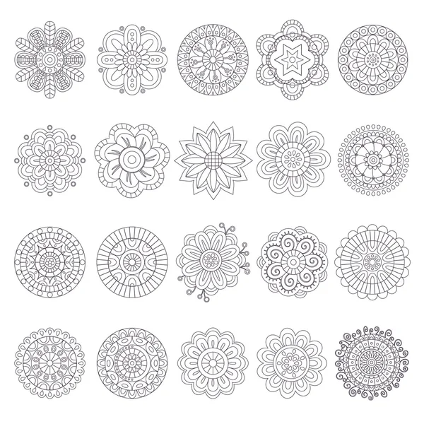 Uppsättning blommönster element — Stock vektor