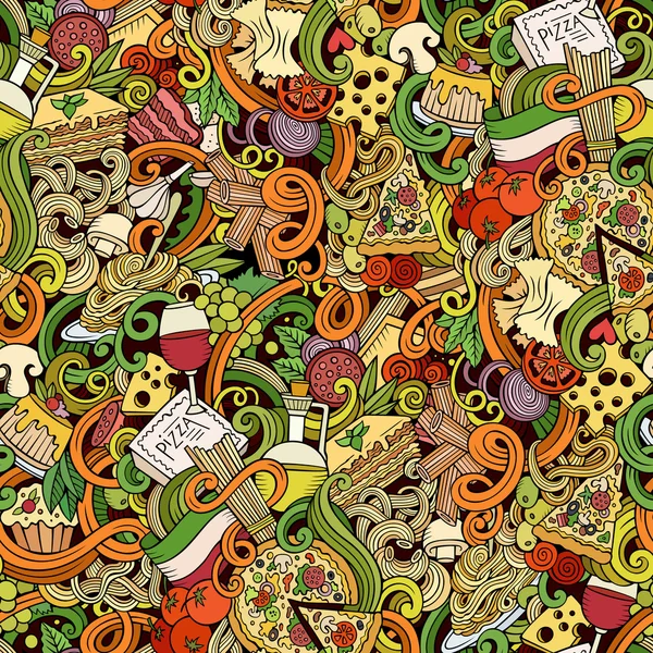 Az olasz konyha varrat nélküli mintát doodles rajzfilm — Stock Vector