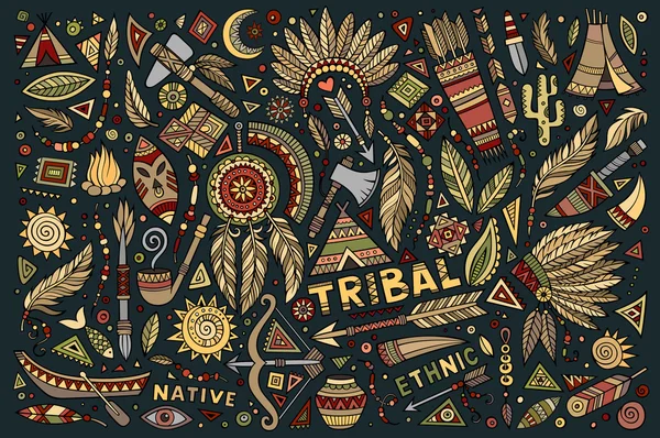 Tribal native set of symbols — Stock Vector