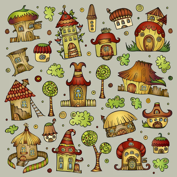 Set of cartoon vector houses — Stock Vector