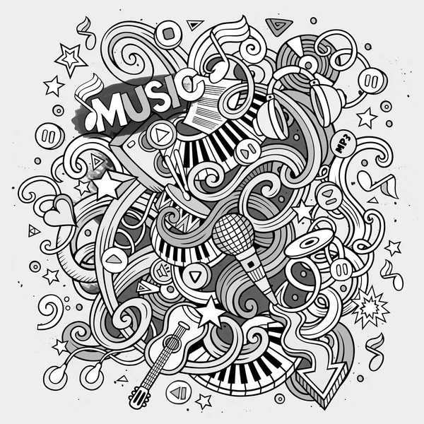 Cartoon doodles muzikale illustratie — Stockvector