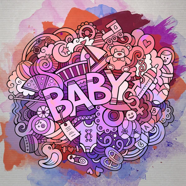 Tecknad Doodle baby illustration — Stock vektor