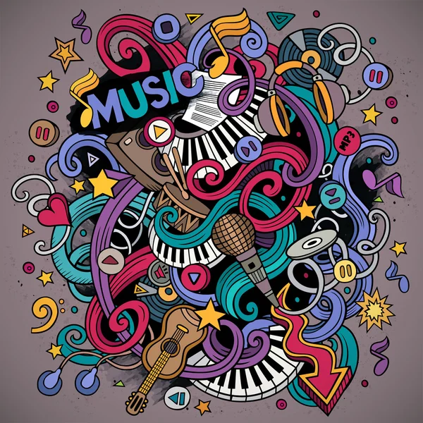 Rajzfilm doodles zenei illusztráció — Stock Vector