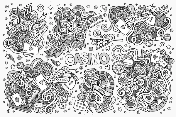 Conjunto de objetos y símbolos del casino — Archivo Imágenes Vectoriales