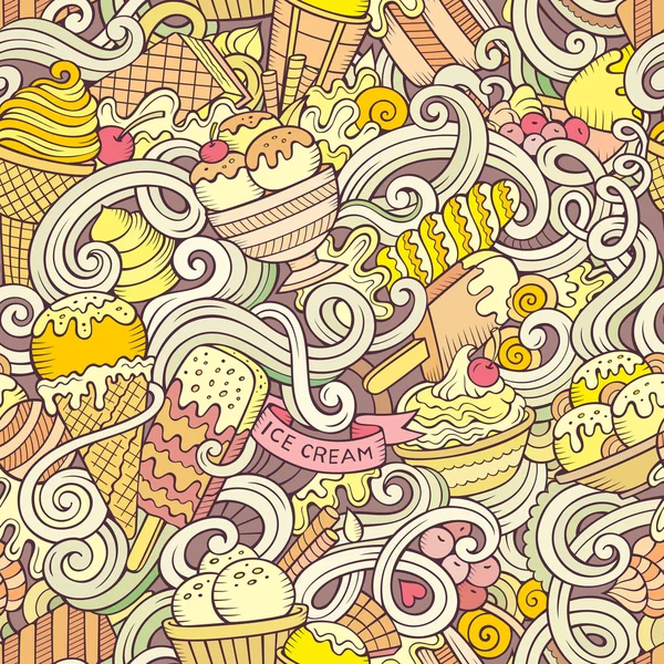 Dibujos animados helado garabatos — Vector de stock